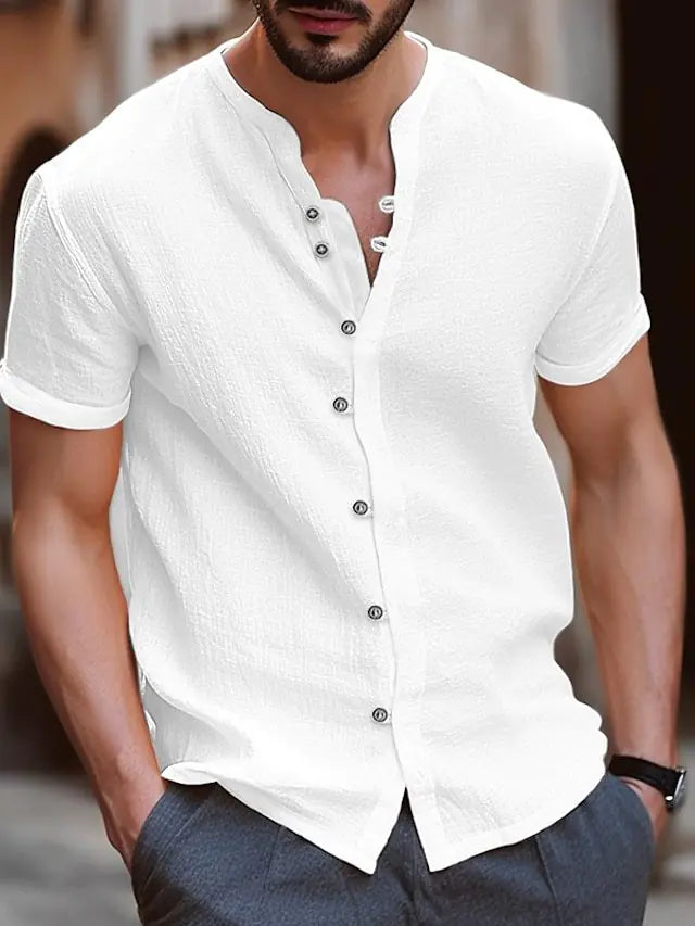 2023 Men's Vintage Cotton Linen Casual Short Sleeve Shirt