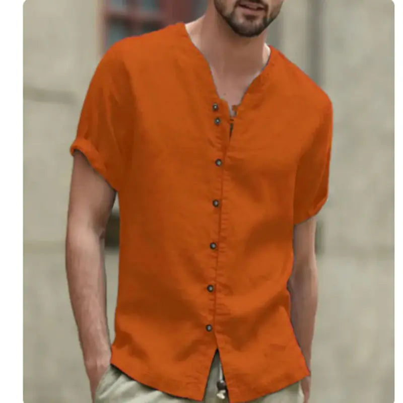 2023 Men's Vintage Cotton Linen Casual Short Sleeve Shirt