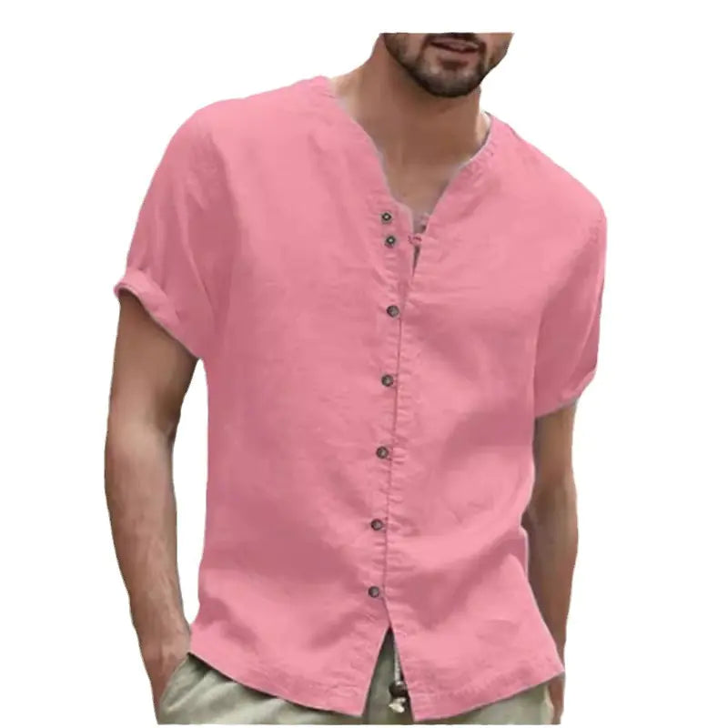 2023 Men's Vintage Cotton Linen Casual Short Sleeve Shirt