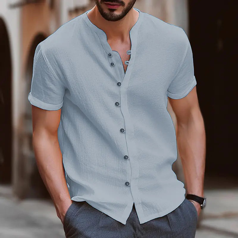 2023 Men's Vintage Cotton Linen Casual Short Sleeve Shirt