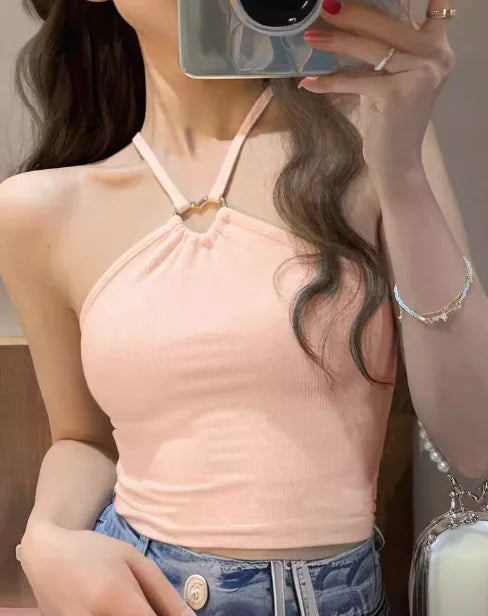 Korean Women's Solid Color Slim Sexy Bodysuit Top