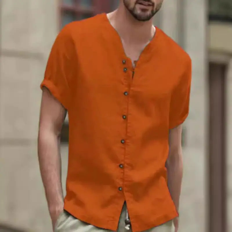 2023 Men's Vintage Cotton Linen Casual Short Sleeve Shirt