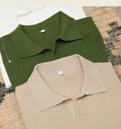 Men's Retro Knit Polo Shirt