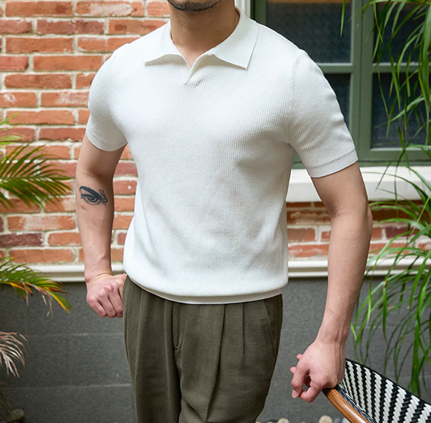 Men's Retro Knit Polo Shirt