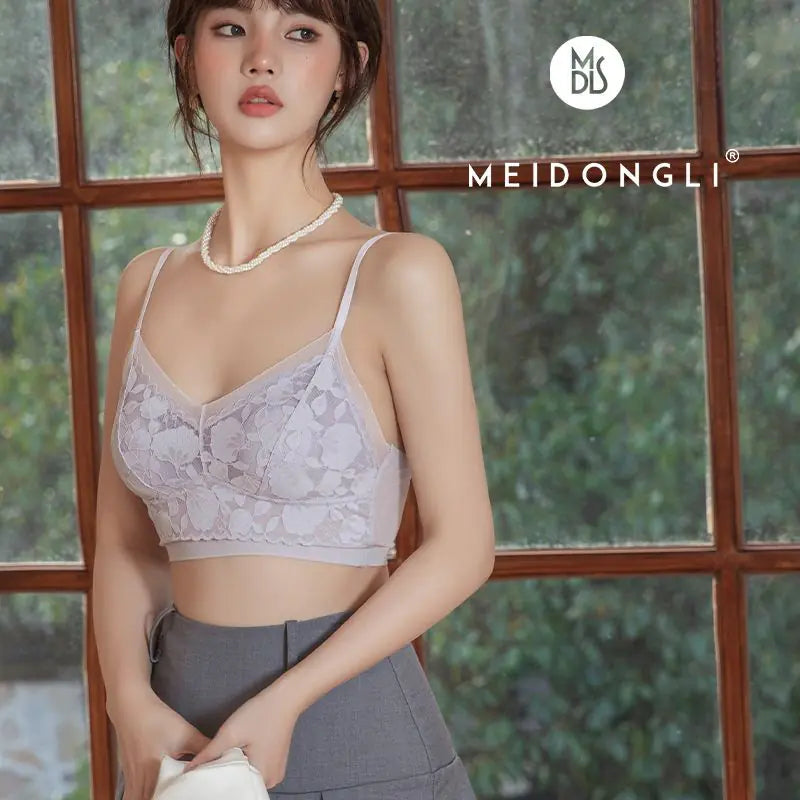 Ultra-Thin Lace Seamless Cooling Bra with Rabbit Ears