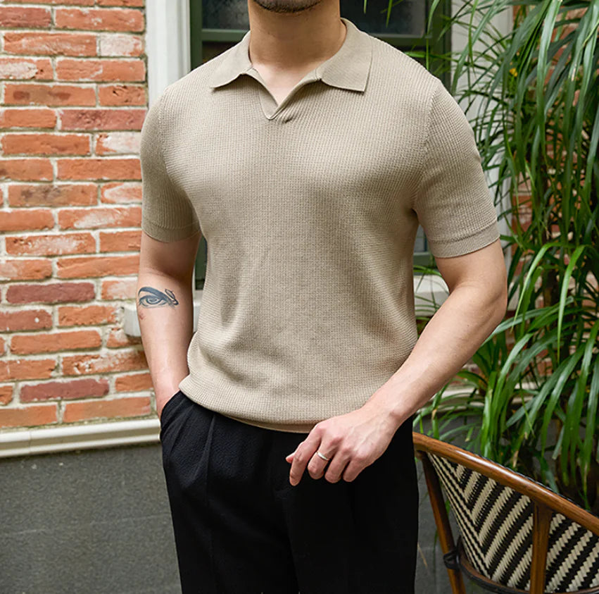 Men's Retro Knit Polo Shirt