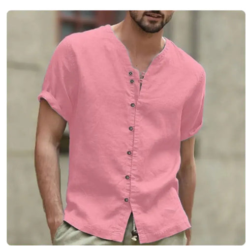2023 Men's Vintage Cotton Linen Casual Short Sleeve Shirt